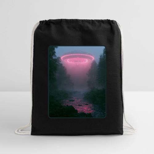 Neon UFO Forest River Design - Cotton Drawstring Bag