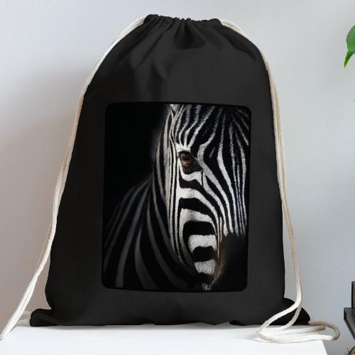 Zebra High Contrast Portrait Design - Cotton Drawstring Bag