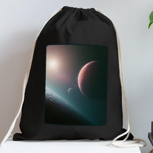 Deep Space Planet Horizon Art - Cotton Drawstring Bag