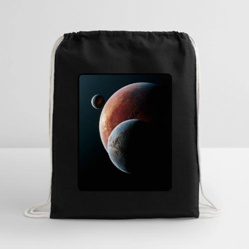 Three Planets Deep Space Design - Cotton Drawstring Bag