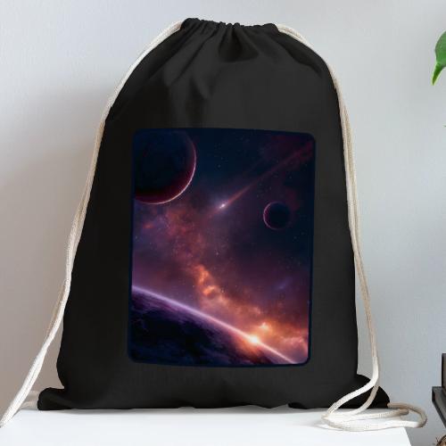 Cosmic Sunset Nebula Space Art - Cotton Drawstring Bag