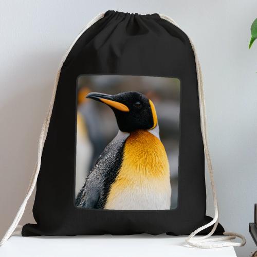 King Penguin Portrait Design - Cotton Drawstring Bag
