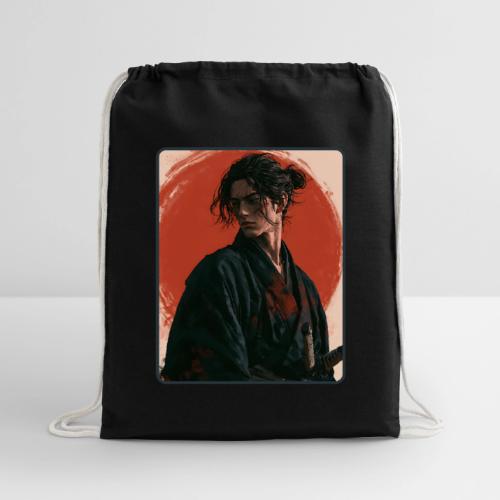 Samurai Beneath the Red Sun - Cotton Drawstring Bag