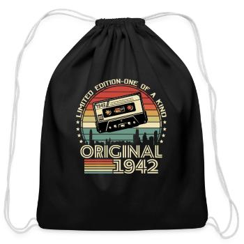 1962 Vintage Birthday Surprise! - Cotton Drawstring Bag - black - Front