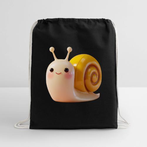 Sweet Cartoon Baby Snail Full of Joy - Cotton Drawstring Bag