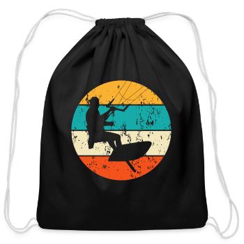 Kitesurfing Kiteboarding Kiteboard Kitesurf Kite - Cotton Drawstring Bag - black - Front