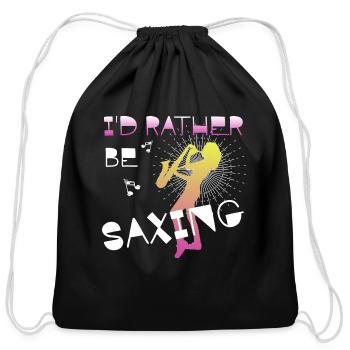 Saxophone Player Jazz Lover Mom - Cotton Drawstring Bag - black - Front