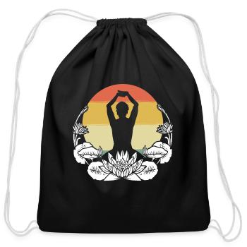 Lotus Position Yogi Gift - Cotton Drawstring Bag - black - Front