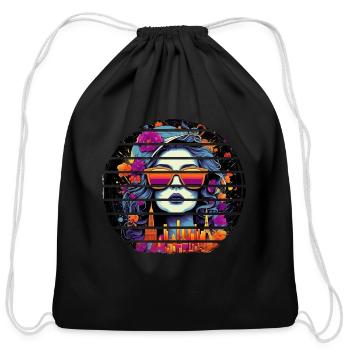 Street Art Art Beautiful Woman - Cotton Drawstring Bag - black - Front
