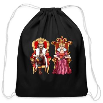 King Queen with Crown on the Throne - Cotton Drawstring Bag - black - Front
