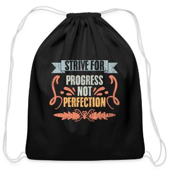 Strive For Progress Not Perfection Vintage - Cotton Drawstring Bag - black - Front