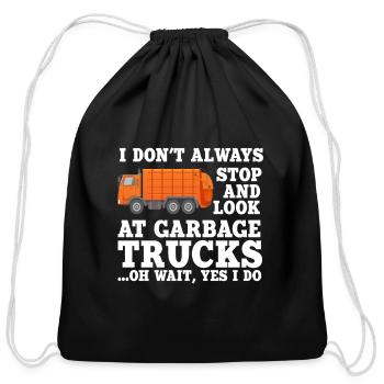 Garbage Truck Gift - Cotton Drawstring Bag - black - Front