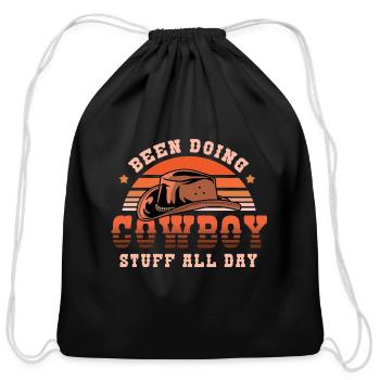 Cowboy Stuff Equestrian Gift - Cotton Drawstring Bag - black - Front