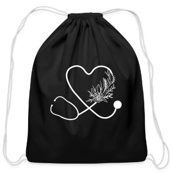 Nurse Stethoscope Flower Hospital - Cotton Drawstring Bag - black - Front