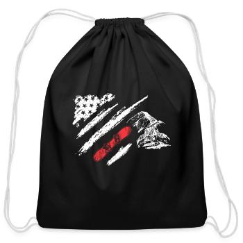 Snowboard in America flag - Cotton Drawstring Bag - black - Front