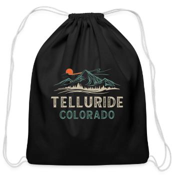 Telluride Colorado - Cotton Drawstring Bag - black - Front