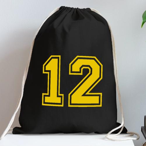 Number 12 in a classic athletic collegiate font - Cotton Drawstring Bag