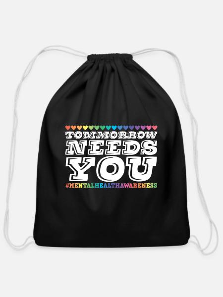 Mental Health Awareness - Cotton Drawstring Bag - black
