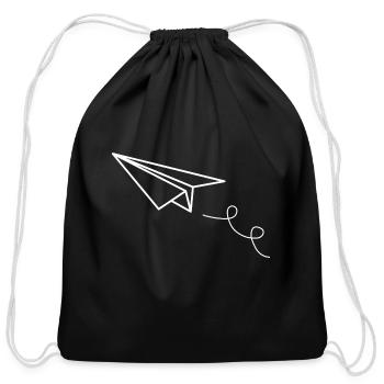 Paper Airplane Cool Paper Plane Line Drawing Shirt - Cotton Drawstring Bag - black - Front