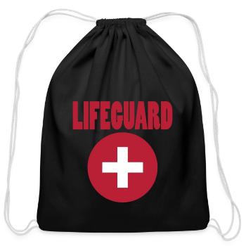 Lifeguard Red White,Life Saver,Gift - Cotton Drawstring Bag - black - Front