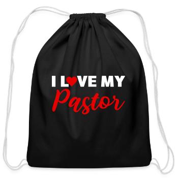 Love my Pastor Disciple And Christian Gift - Cotton Drawstring Bag - black - Front