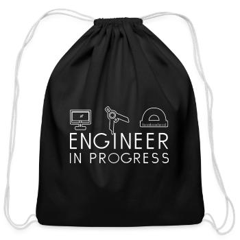 Engineer in progress - Cotton Drawstring Bag - black - Front
