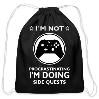 I'm Not Procrastinating I'm Doing Side Quests - Cotton Drawstring Bag - black - Front