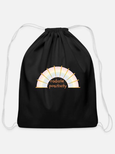 radiate positivity , - Cotton Drawstring Bag - black