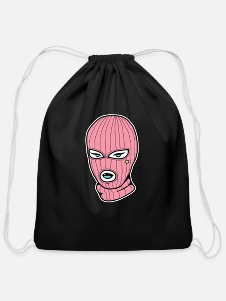 Pink ski mask balaclava Rosa Girlie woman - Cotton Drawstring Bag - black