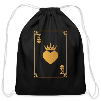 King of Hearts King Queen Couple Halloween Costume - Cotton Drawstring Bag - black - Front