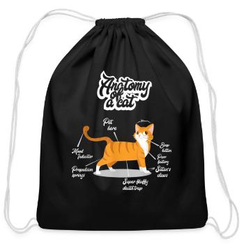 Orange Tabby Cat Anatomy of a Cat Cute Present - Cotton Drawstring Bag - black - Front