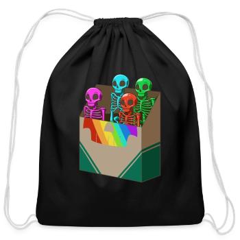 Street art skull skeleton urban art - Cotton Drawstring Bag - black - Front