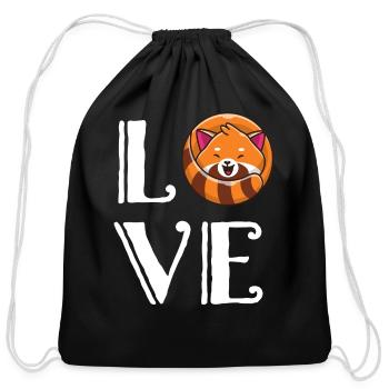 Red Panda - Cotton Drawstring Bag - black - Front