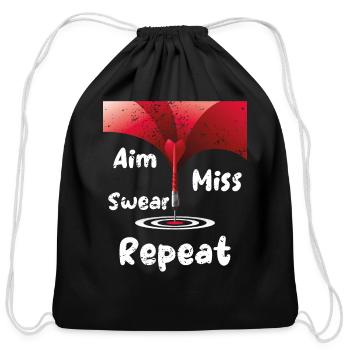 Aim Miss Swear Repeat Darts Routine - Cotton Drawstring Bag - black - Front