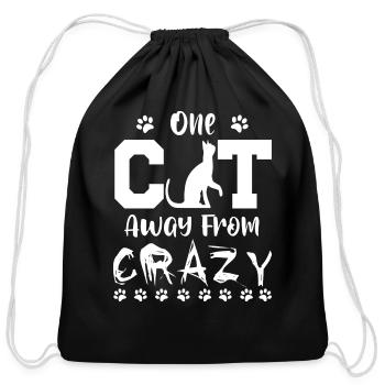 One Cat Away From Crazy - Cotton Drawstring Bag - black - Front