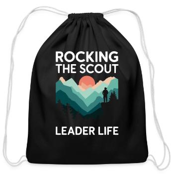 Scout Leader Scouting Campfire Camping Tent - Cotton Drawstring Bag - black - Front