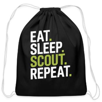 Scout Leader Scouting Campfire Camping Tent - Cotton Drawstring Bag - black - Front