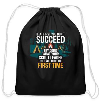 Scout Leader Scouting Campfire Camping Tent - Cotton Drawstring Bag - black - Front