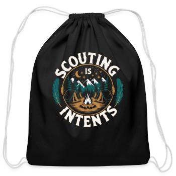 Scout Leader Scouting Campfire Camping Tent - Cotton Drawstring Bag - black - Front