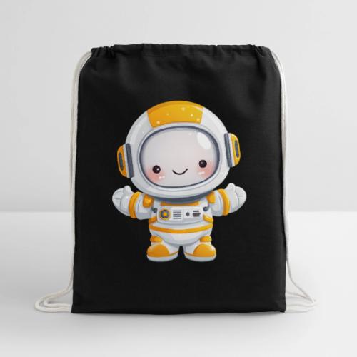 Cute Cartoon Baby Astronaut in White and Yellow - Cotton Drawstring Bag