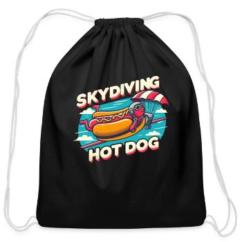 Hot Dog Extreme Skydiving Stunt - Cotton Drawstring Bag - black - Front