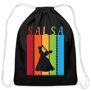 Retro Dance Latin Salsa - Cotton Drawstring Bag - black - Front