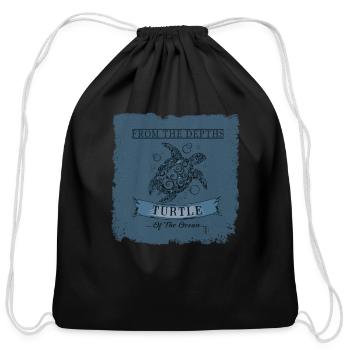 From The Depths Turtle Of the ocean - Cotton Drawstring Bag - black - Front