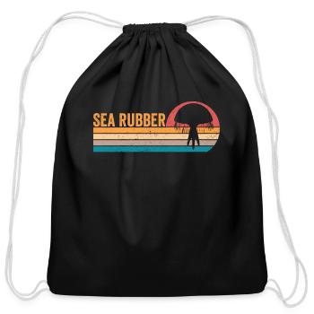 Funny Jellyfish Sea Rubber Retro - Cotton Drawstring Bag - black - Front