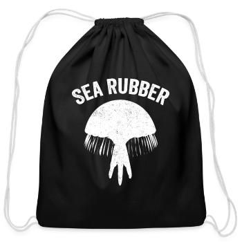 Funny Jellyfish Sea Rubber - Cotton Drawstring Bag - black - Front