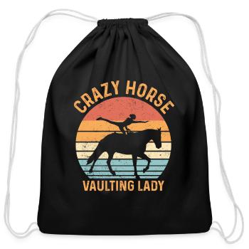 Funny Equestrian Horse Vaulting - Cotton Drawstring Bag - black - Front