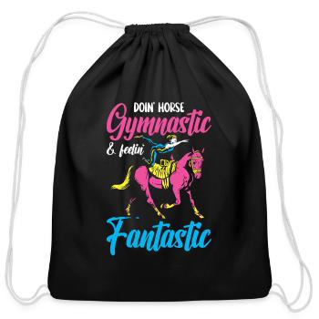 Funny Equestrian Horse Vaulting - Cotton Drawstring Bag - black - Front