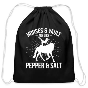 Funny Equestrian Horse Vaulting - Cotton Drawstring Bag - black - Front