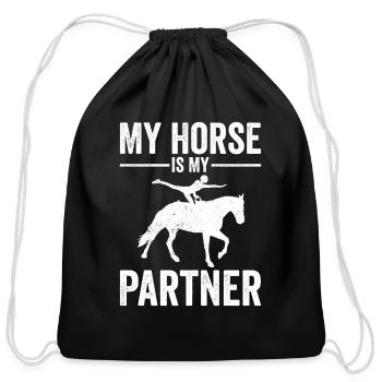 Funny Equestrian Horse Vaulting - Cotton Drawstring Bag - black - Front