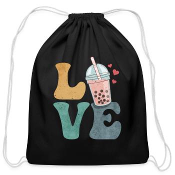 Boba Tea Bubble Tea Milk Tea - Cotton Drawstring Bag - black - Front